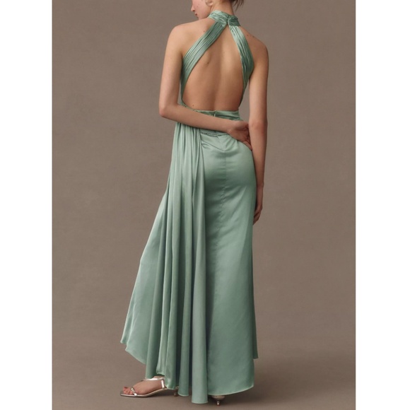 Mac Duggal Mint Green Halter Maxi Dress - Picture 5 of 8